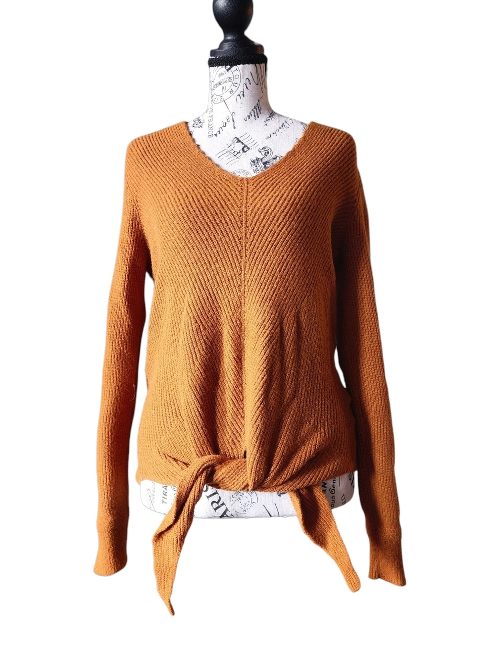 Moth by Anthropologie Freeport Tie-Front Ribbed Sweater, Size Small